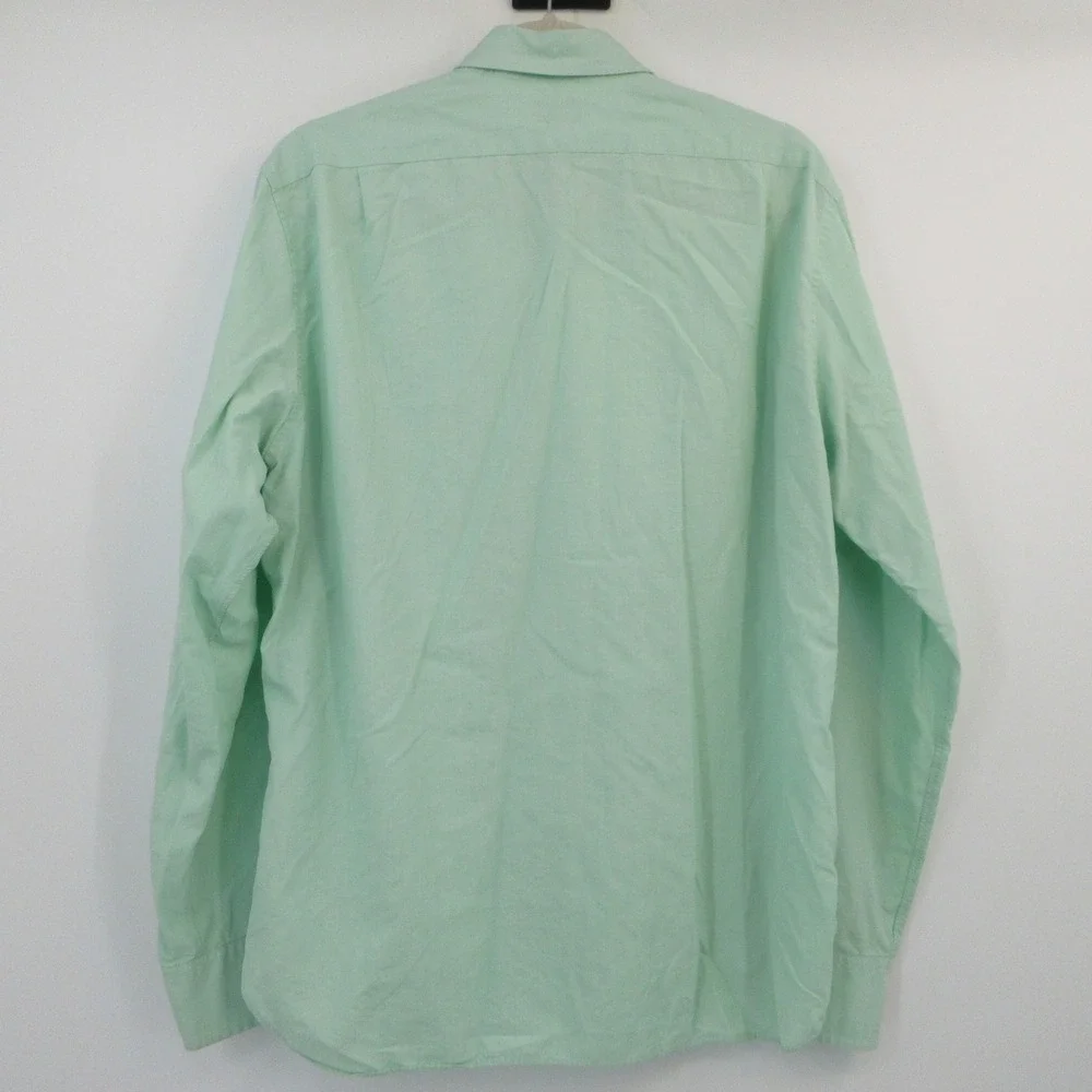 J Crew Mens Slim Fit Button Down Shirt Mint Green Cotton Long Sleeve Large